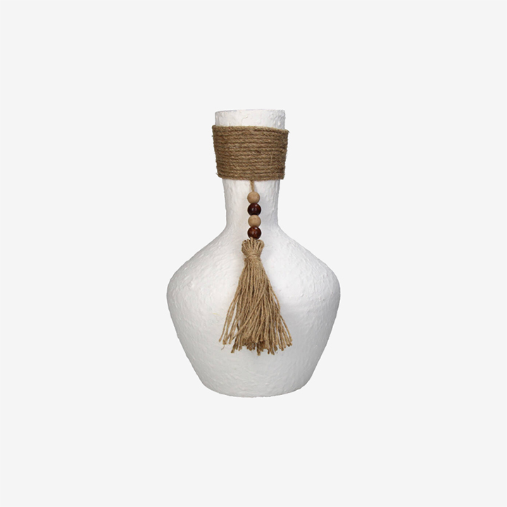 Vaas glas wit met touw thumbnail image