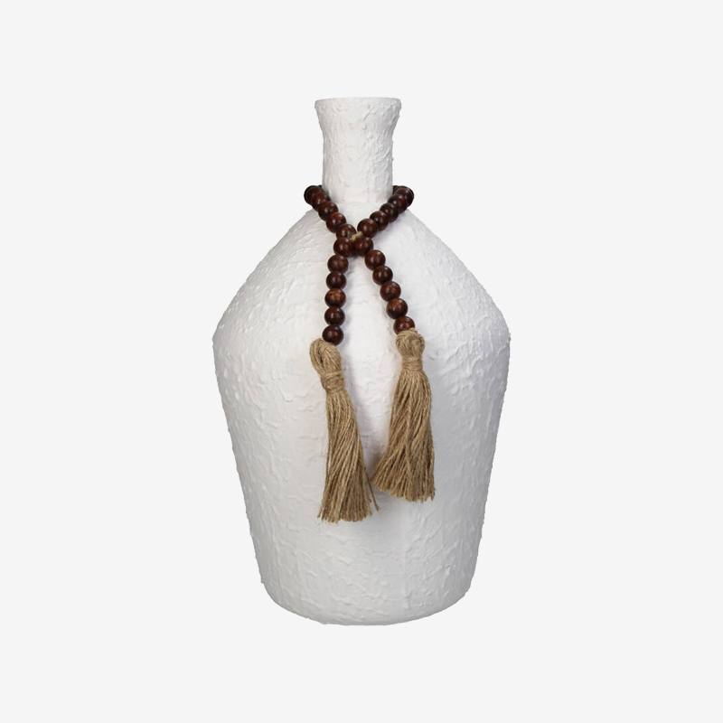 Vaas glas wit met ketting bruin thumbnail image