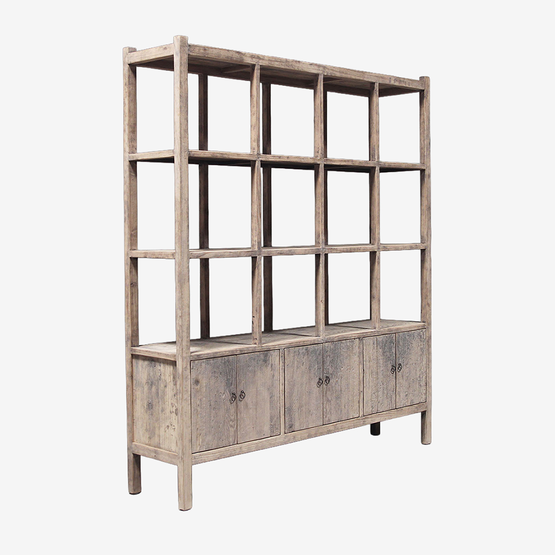 Vakkenkast gemaakt van oud Elmwood thumbnail hover image